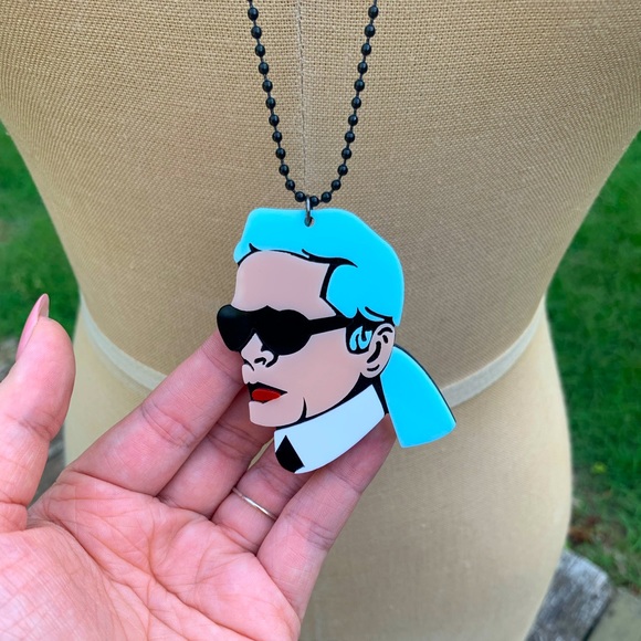 Hand Crafted Jewelry - Karl Lagerfeld Laser-Cut Plastic Handmade Necklace.